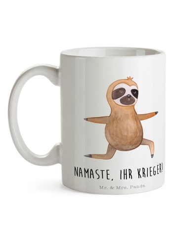 Mr. & Mrs. Panda Kaffeebecher Faultier Yoga mit Spruch in Weiß