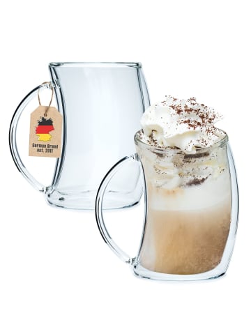 Intirilife Doppelwandiges Thermo Glas 200ml Teeglas Kaffeeglas Isoliert in 2x Transparent