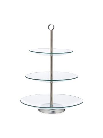 relaxdays 2x Etagere in Silber/ Transparent