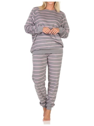NORMANN Fleece Schlafanzug langarm Bündchen chilige optik - 88278 in grau
