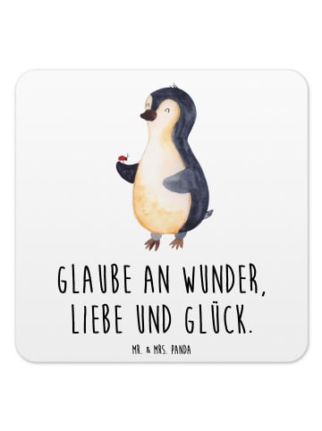 Mr. & Mrs. Panda Tischuntersetzer Pinguin Marienkäfer mit Spruch in Weiß