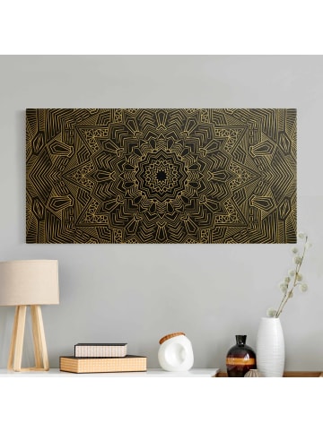 WALLART Leinwandbild Gold - Mandala Stern Muster silber schwarz in Silber