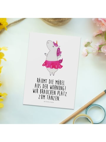 Mr. & Mrs. Panda Grußkarte Einhorn Ballerina mit Spruch in Weiß