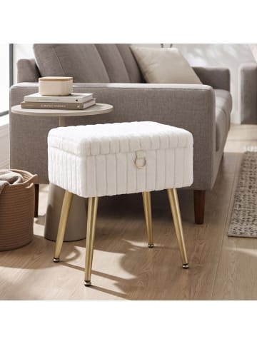 SONGMICS Sitzhocker Glamor in Weiß - (B)30 x (H)50 x (T)40 cm