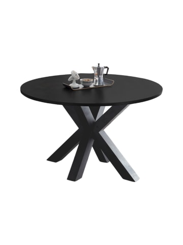 58 aufm Kessel ESSTISCH Rund ausziehbar Edda 8 130 x 130 x 78 Küchentisch Graphit/Schwarzstahl