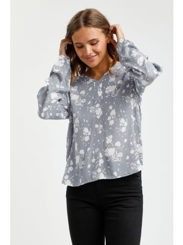 Kaffe Langarm-Bluse KAfloa Regular fit in Blue / Chalk Big Flower Print