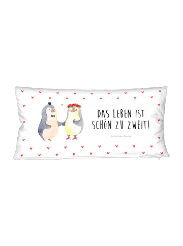 Mr. & Mrs. Panda Kissen Pinguin Heirat mit Spruch in Weiß