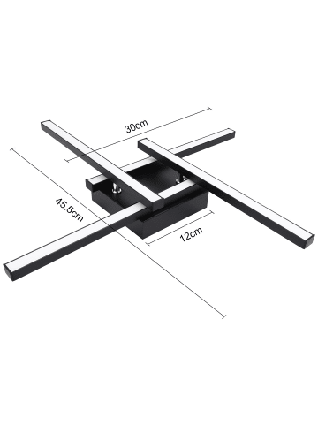 ZMH Deckenleuchte LED - 24W Deckenlampe Schwarz 3000K Modern Design