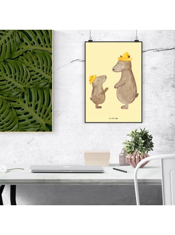 Mr. & Mrs. Panda Kunstdruck Bären mit Hut ohne Spruch in Gelb Pastell