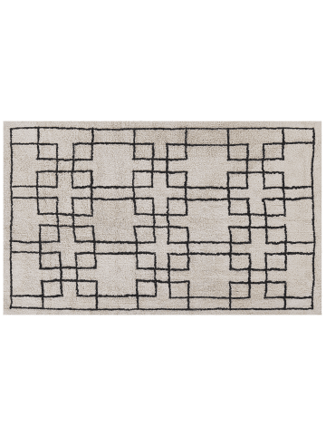 Beliani Kurzflor TURHAL in Beige/Schwarz - (W) 140 x (H) 1 x (L) 200 cm