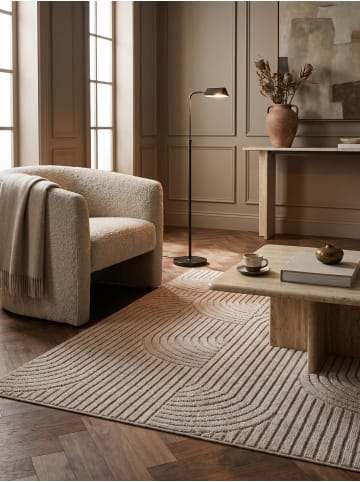 KADIMA DESIGN Flachgewebe-Teppich Hoch-Tief Bögen 3D Relief Pflegeleicht in Beige