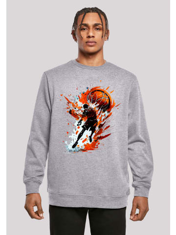 F4NT4STIC Sweatshirt Basketball Splash Orange Sport CREW in grau meliert