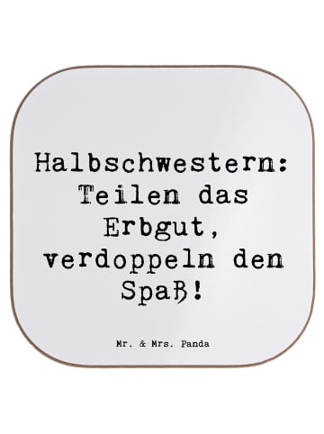 Mr. & Mrs. Panda Untersetzer Halbschwester Freude mit Spruch in Weiß