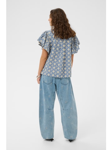 CULTURE Bluse kurzarm CUjustin Relaxed fit in Blue/White