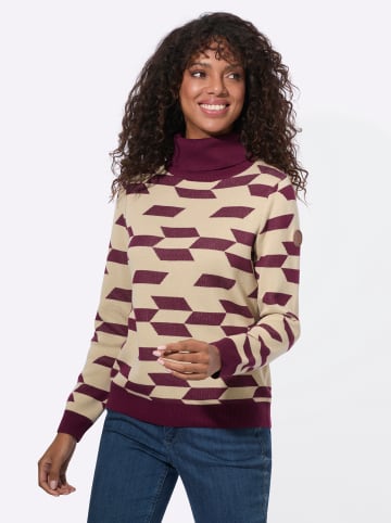 WITT WEIDEN Rollkragen-Pullover in bordeaux-sand-gemustert