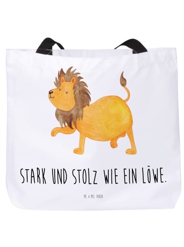 Mr. & Mrs. Panda Strandtasche Sternzeichen Löwe mit Spruch in Weiß