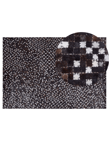 Beliani Patchwork AKKESE in Braun/Schwarz/Silber - (W) 140 x (H) 1 x (L) 200 cm