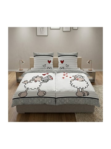 COFI 1453 Partnerbettwäsche mit Reißverschluss 2x (135x200 cm + 80 x 80 cm) in Weiß
