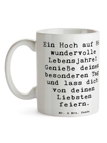 Mr. & Mrs. Panda Becher Spruch 86. Geburtstag mit Spruch in Weiß