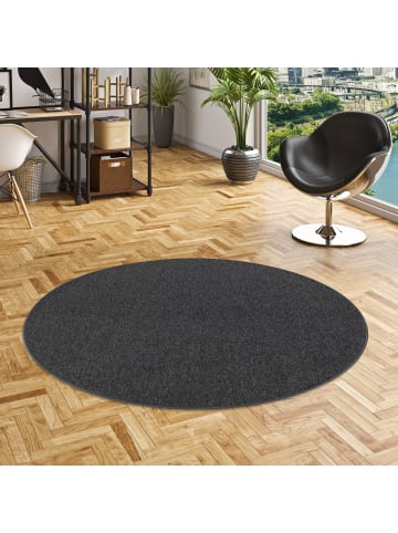 Velours-Teppich Strong Rund in schwarz