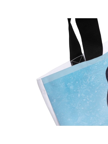 Mr. & Mrs. Panda Strandtasche Pinguin umarmen mit Spruch in Eisblau