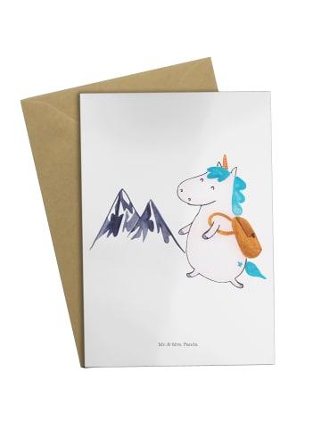 Mr. & Mrs. Panda Klappkarte Einhorn Bergsteiger ohne Spruch in Weiß