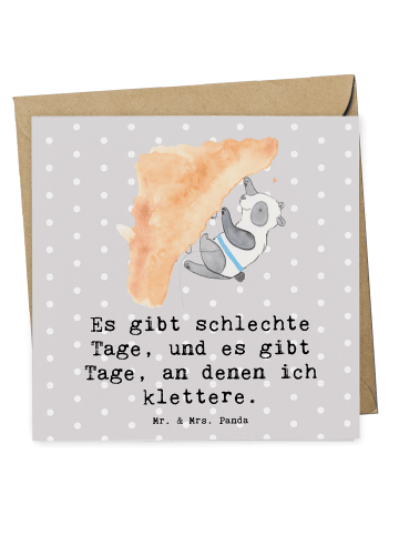 Mr. & Mrs. Panda Deluxe Karte Panda Klettern mit Spruch in Grau Pastell