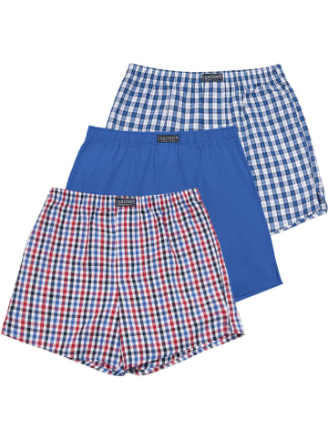 normani 3 Stück Herren Web Boxershorts in Blau/Rot