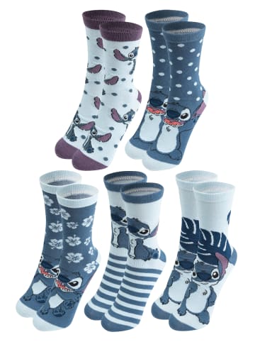 Lilo & Stitch 5er Pack Disney Lilo & Stitch Socken Sneaker Strümpfe in Mehrfarbig