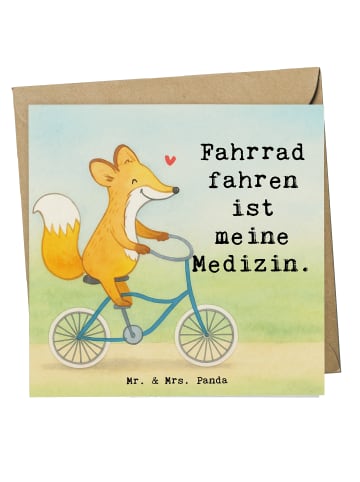 Mr. & Mrs. Panda Grußkarte Fuchs Fahrrad fahren Design mit Spruch in Weiß