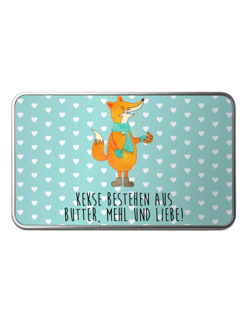 Mr. & Mrs. Panda Metalldose rechteckig Fuchs Keks mit Spruch in Türkis Pastell