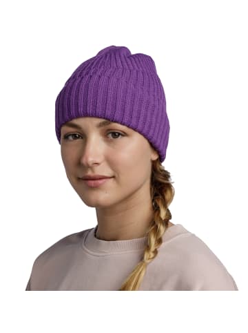 Buff Buff Knitted Fleece Hat Beanie in Violett