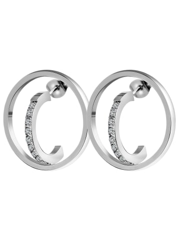 Adeliás Damen Ohrringe – Ohrstecker aus Edelstahl mit Strass Steinchen in silber