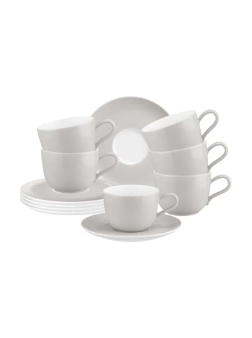 Seltmann Weiden 6er Set Kaffeetassen mit Untertassen Liberty Pure Colors in 260 ml in New Grey