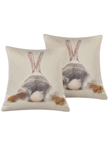 Beliani 2er-Set Dekokissen BUXUS in Grau/Beige/Braun