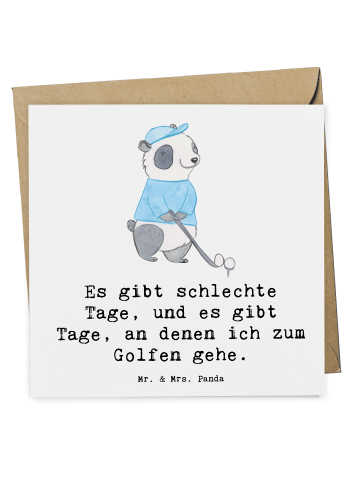 Mr. & Mrs. Panda Deluxe Karte Panda Golfen mit Spruch in Weiß