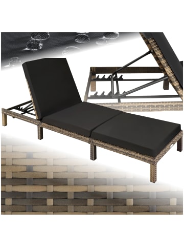tectake Polyrattan Liegestuhl UV-beständig, 6-fach verstellbare Rückenlehne