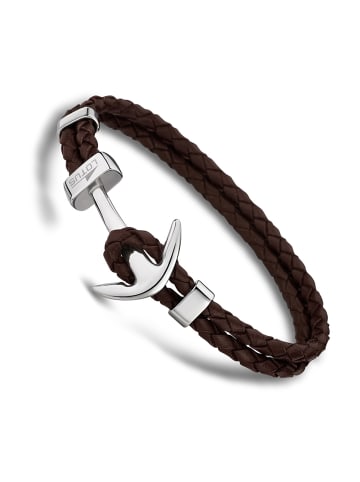 LOTUS style Herren Armband Leder, Edelstahl ca. 21cm Kordelkette Anker Lotus Style Urban