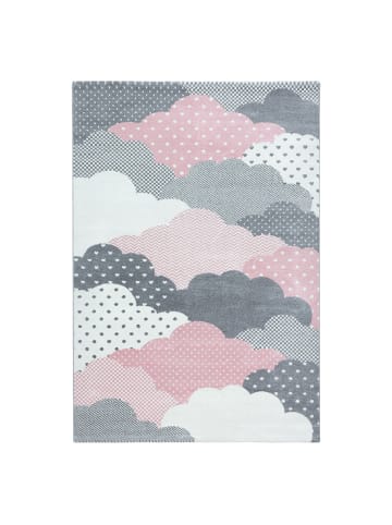 KADIMA DESIGN Kinderteppich Waschbar Wolken COGNE Strapazierfähig OEKO-TEX in Pink
