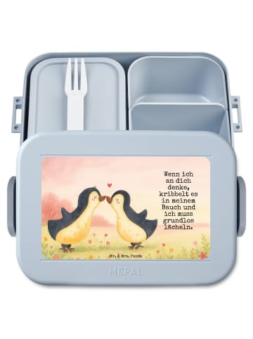 Mr. & Mrs. Panda MEPAL Bentobox Pinguine Kuss Design mit Spruch in Blau Pastell