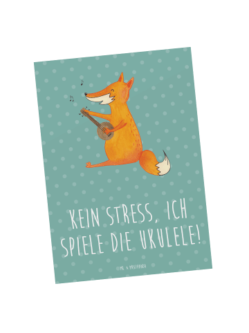 Mr. & Mrs. Panda Postkarte Ukulele Entspannung mit Spruch in Meeresbrise