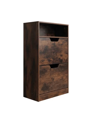 relaxdays Schuhschrank "Industrial" in Dunkelbraun - (B)60 x (H)102 x (T)24 cm