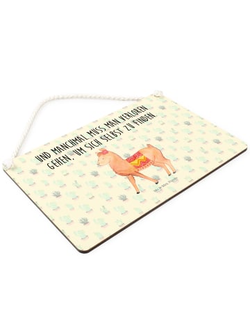 Mr. & Mrs. Panda Holzschild Alpaka Stolz mit Spruch in Kaktus Grün