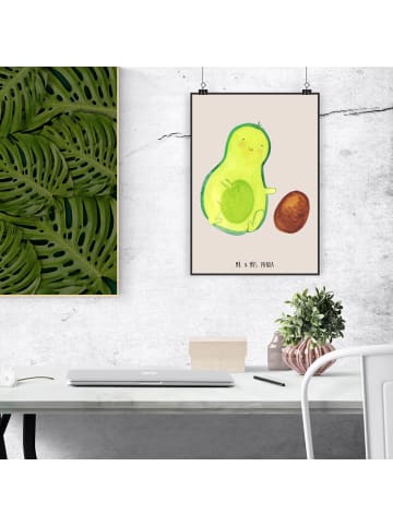 Mr. & Mrs. Panda Kunstdruck Avocado Kern rollt ohne Spruch in Beige Pastell