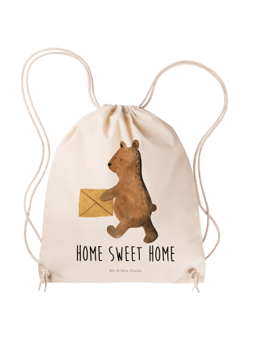 Mr. & Mrs. Panda Jutebeutel Bär Zuhause mit Spruch in Creme