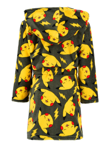 Pokémon Kinder Bademantel Pikachu Jungen mit Kapuze aus Fleece in Olivgrün