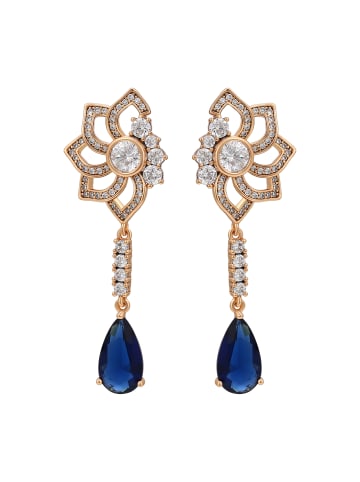 faina Women Earrings in Gold Royal Blue