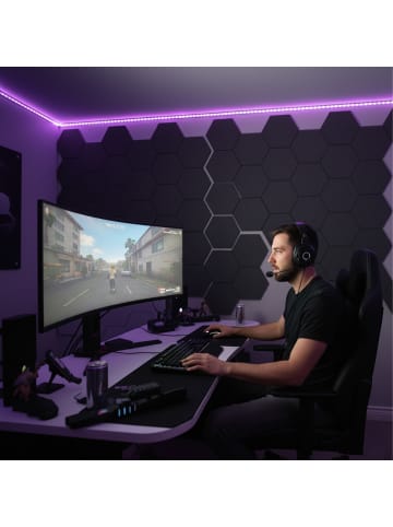 relaxdays 36 x Akustikplatten „Hexagon“ in Schwarz – 30 x 26 cm