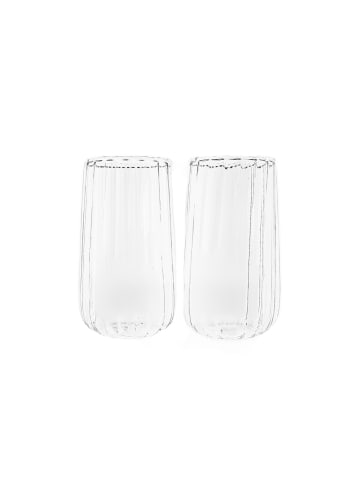 Almina 2er Gläser-Set "Luana Largo" - 400 ml im Relief Design in Transparent