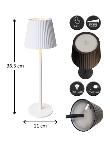 Coen Bakker LED Tischlampe dimmbar Touch Farbwechsler IP44 Innen & Außen 36,5x11cm in Weiß